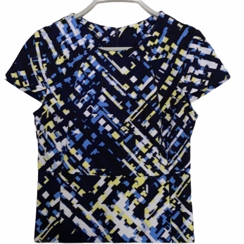 Covington SP cap sleeve Dress blue/yellow/white